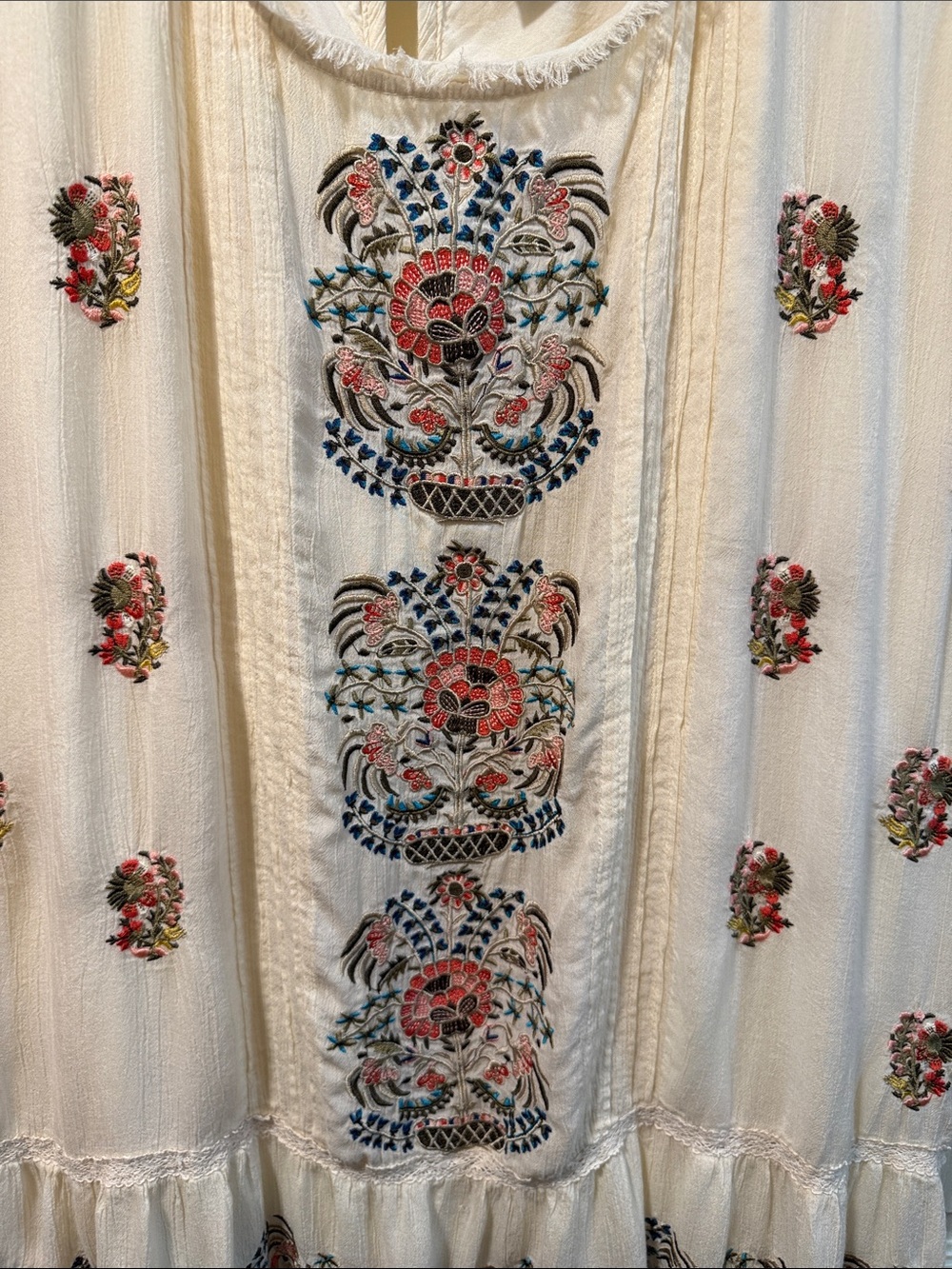 Sundance Boho Embroidered Cream Peasant Top - Women's - Picture 3 of 6